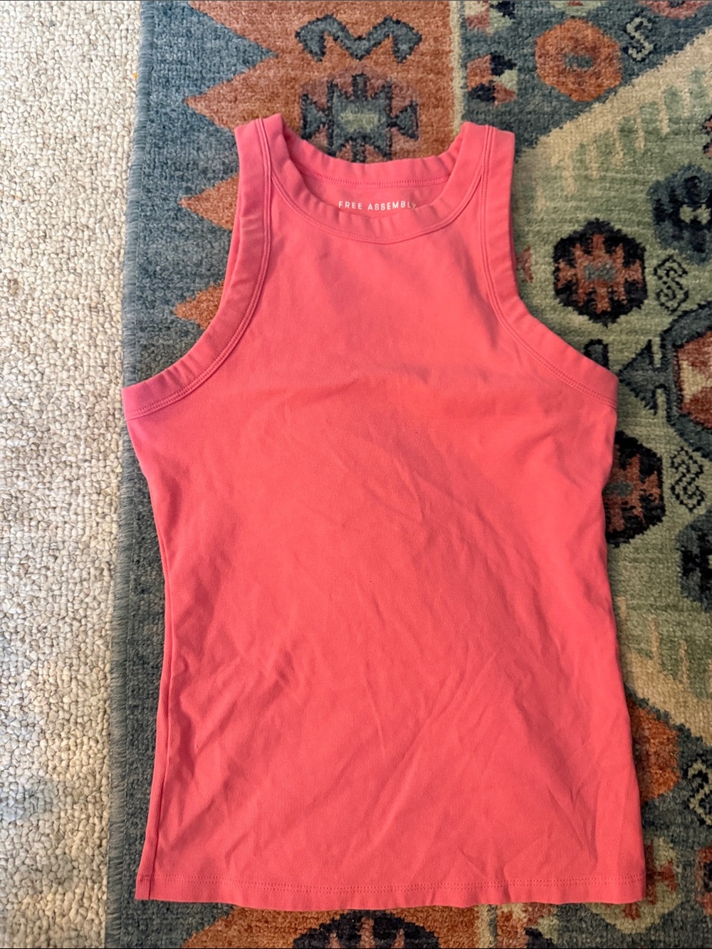 Free Assembly Women's Coral-Red Ribbed Tank Top